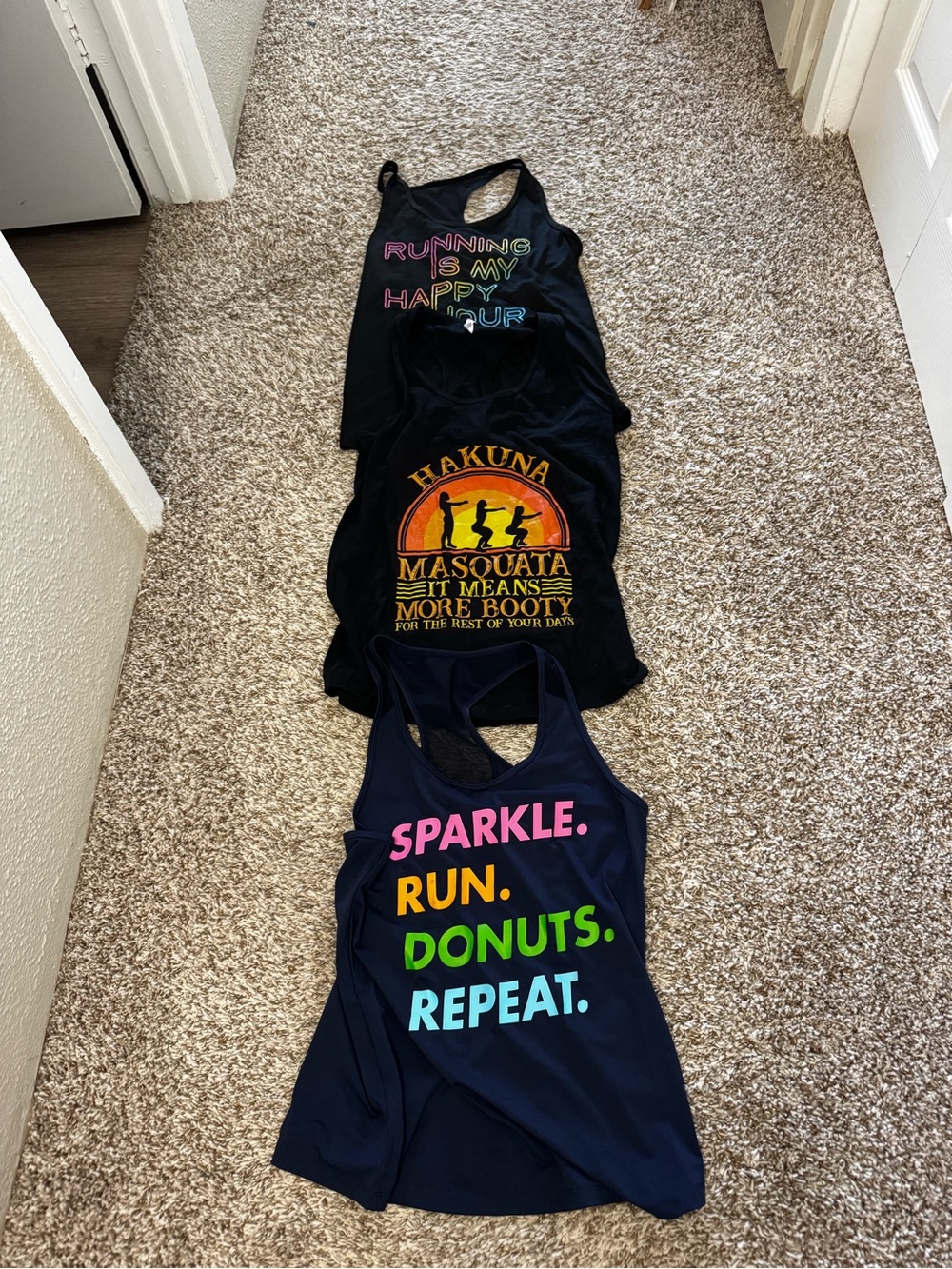 Lot of 3 L run tanks 2 Sparkle Athletic and 1 Etsy Like New no Flaws